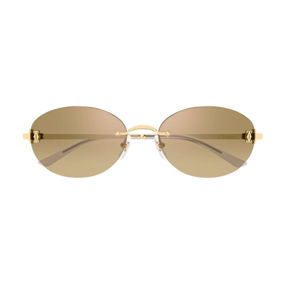 Cartier Eyewear CT0642SA002 Oval Rimless Sunglasses — Gold