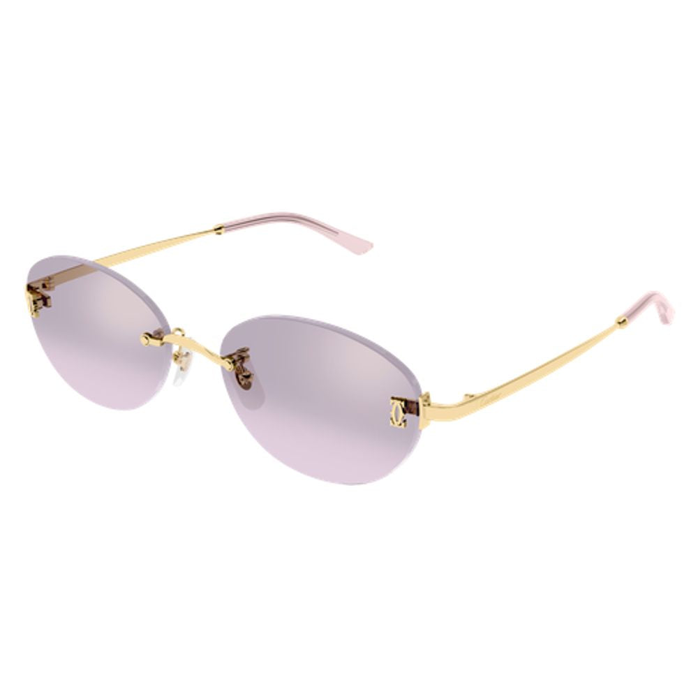 Cartier Eyewear CT0642SA003 Oval Rimless Sunglasses — Gold