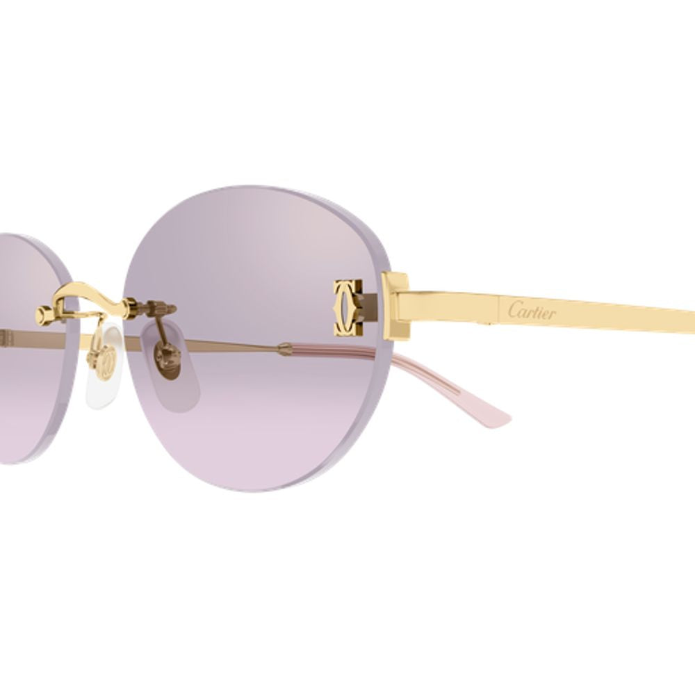 Cartier Eyewear CT0642SA003 Oval Rimless Sunglasses — Gold