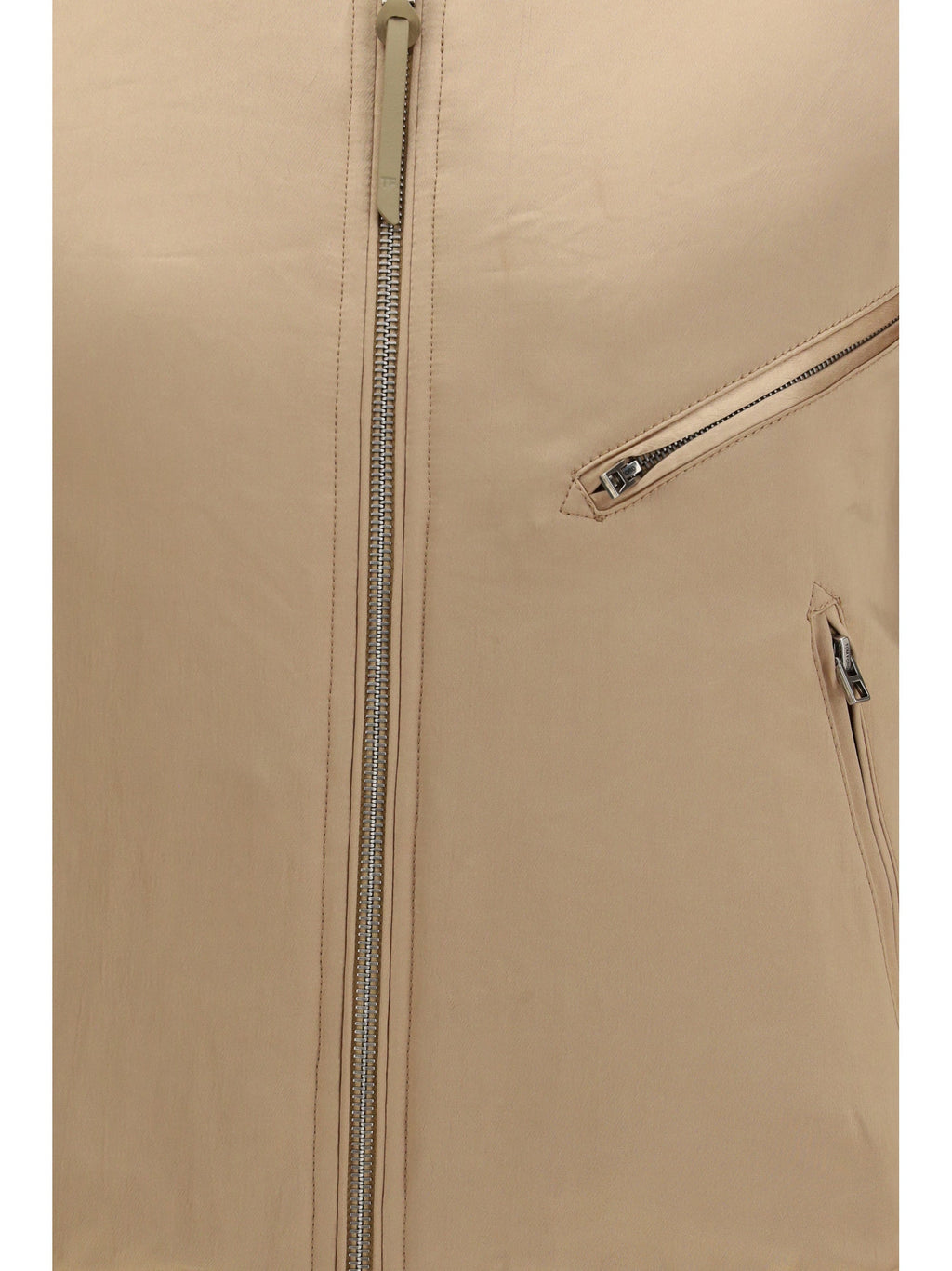 Tom Ford Satin Aviator Bomber Jacket — Beige