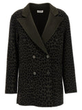 P.A.R.O.S.H. Leopard Print Wool Blazer — Black