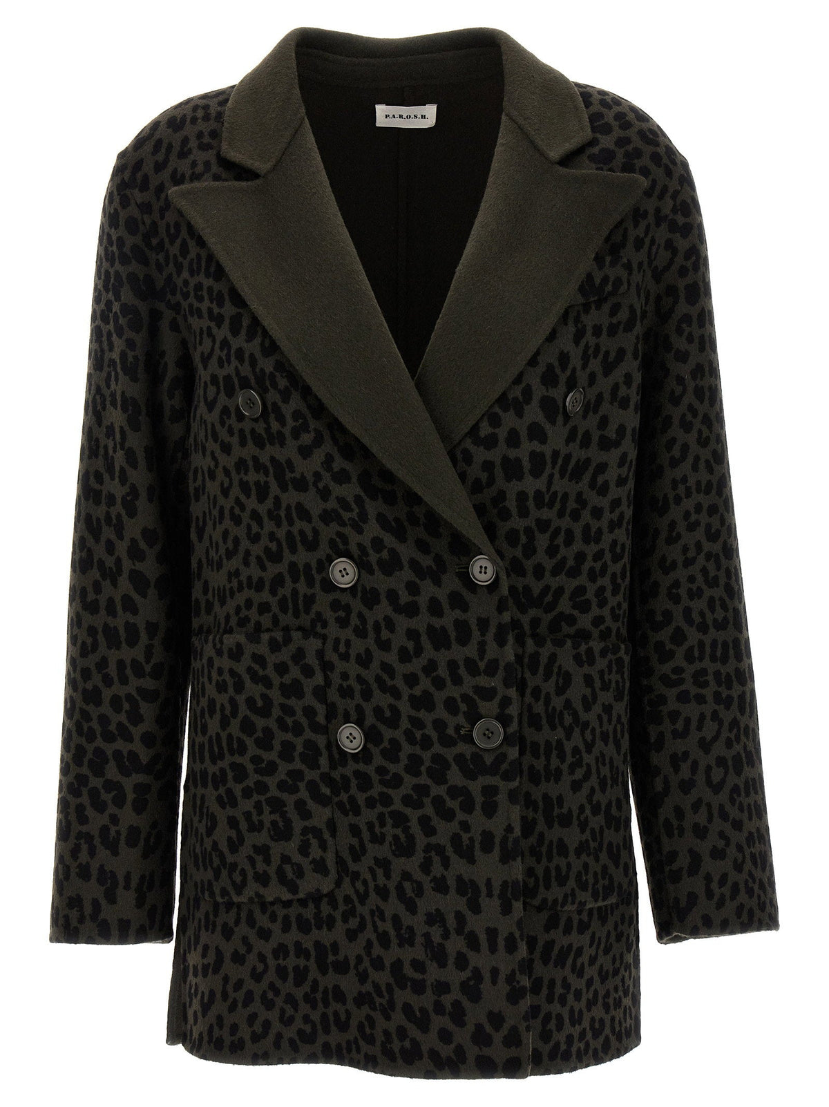 P.A.R.O.S.H. Leopard Print Wool Blazer — Black