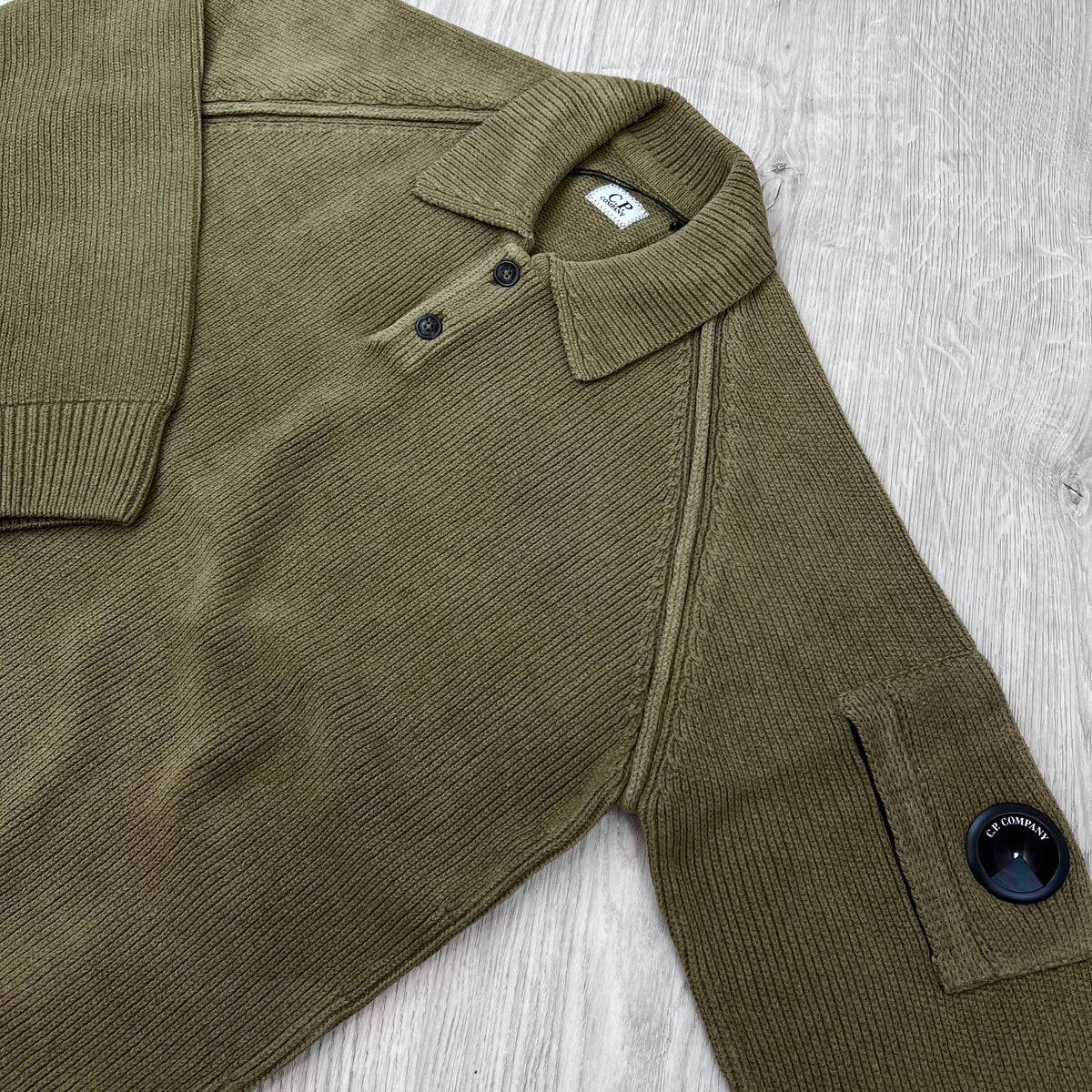 CP Company Chenille Knit Polo - Ermine