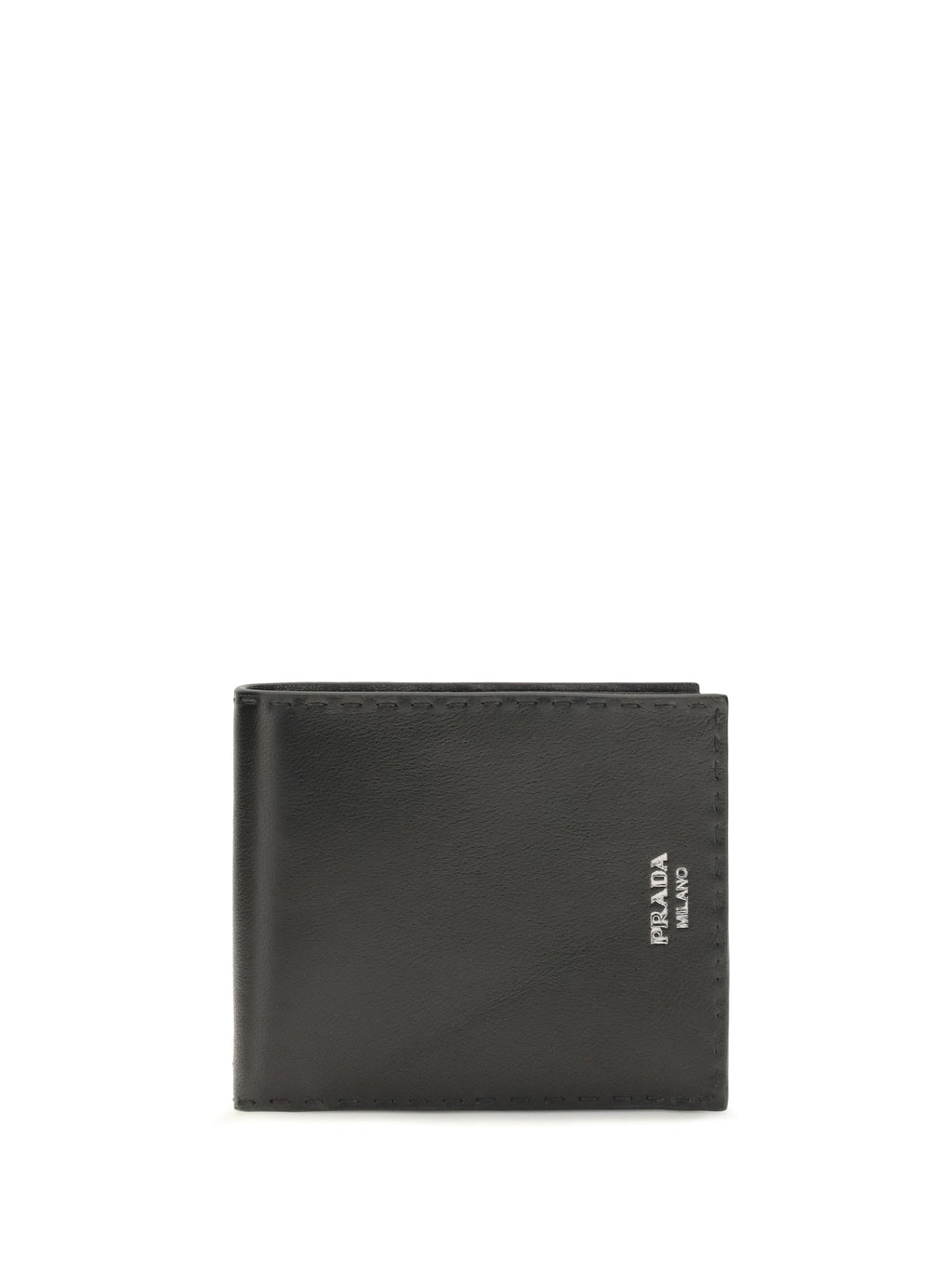 Prada Antiqued Calfskin Wallet — Black