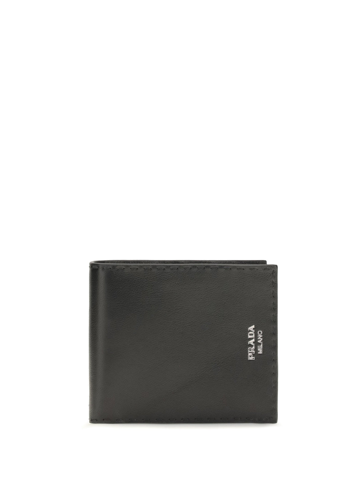 Prada Antiqued Calfskin Wallet — Black