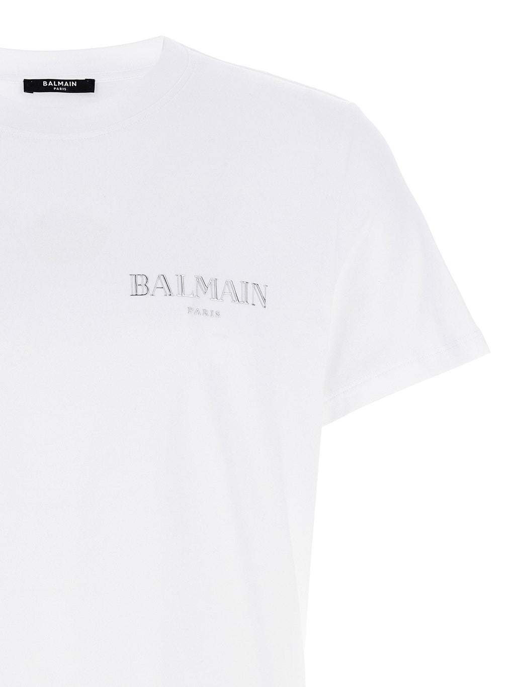 Balmain Logo-Embossed Organic Cotton T-Shirt — White
