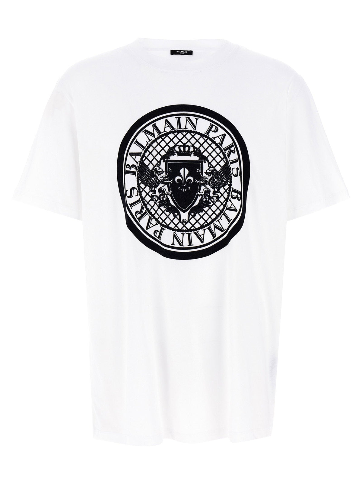 Balmain Embossed Velvet Logo T-shirt — White