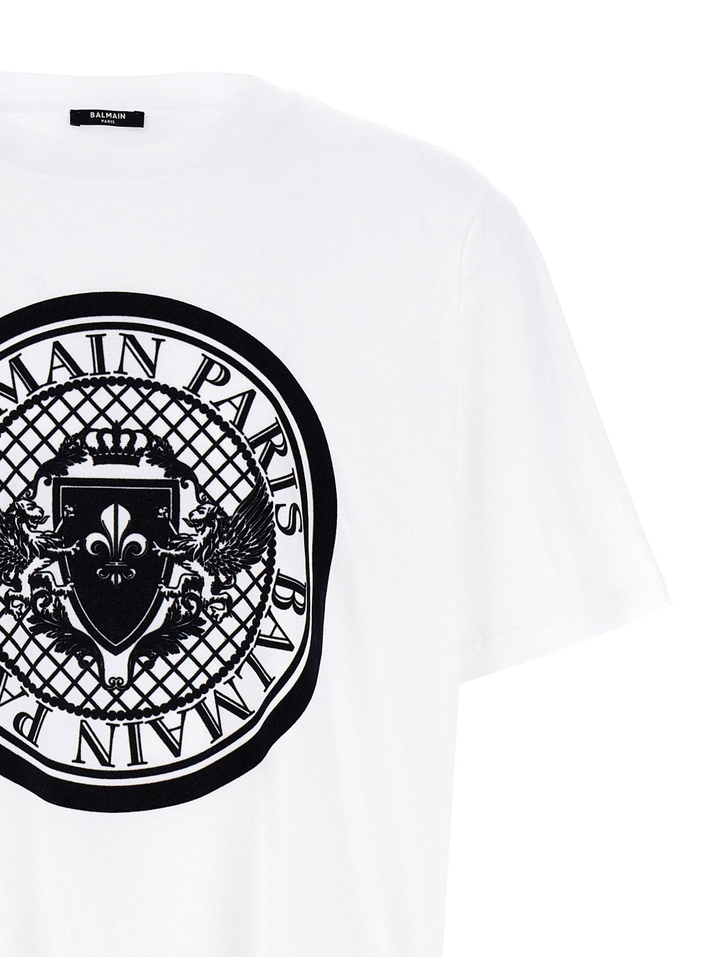 Balmain Embossed Velvet Logo T-shirt — White