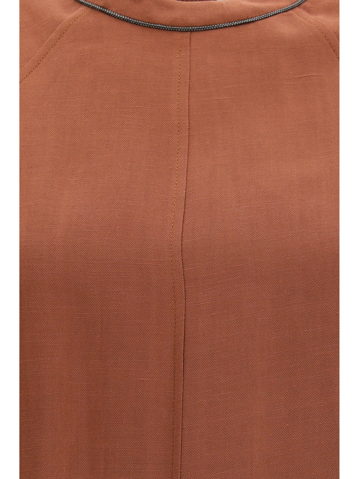 Brunello Cucinelli Monili Chain-Detailed Midi Dress — Orange