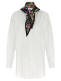 Dolce & Gabbana Cotton Poplin with Patterned Silk Scarf Shirt — White