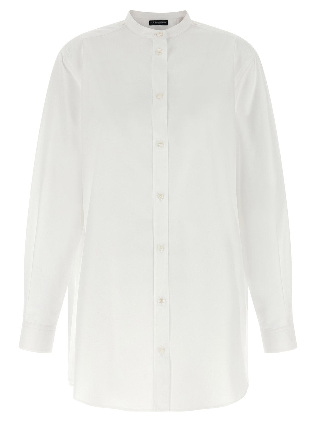 Dolce & Gabbana Cotton Poplin with Patterned Silk Scarf Shirt — White