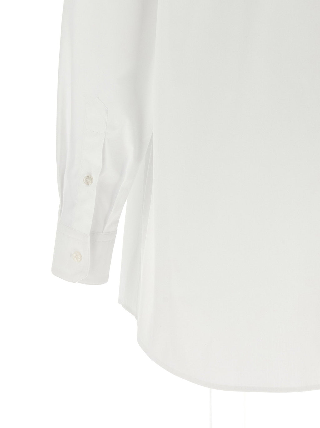 Dolce & Gabbana Cotton Poplin with Patterned Silk Scarf Shirt — White