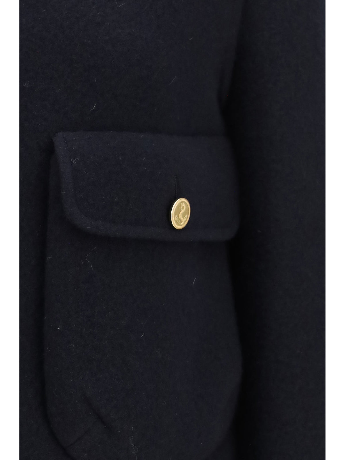 Thom Browne Cropped Virgin Wool Jacket — Navy