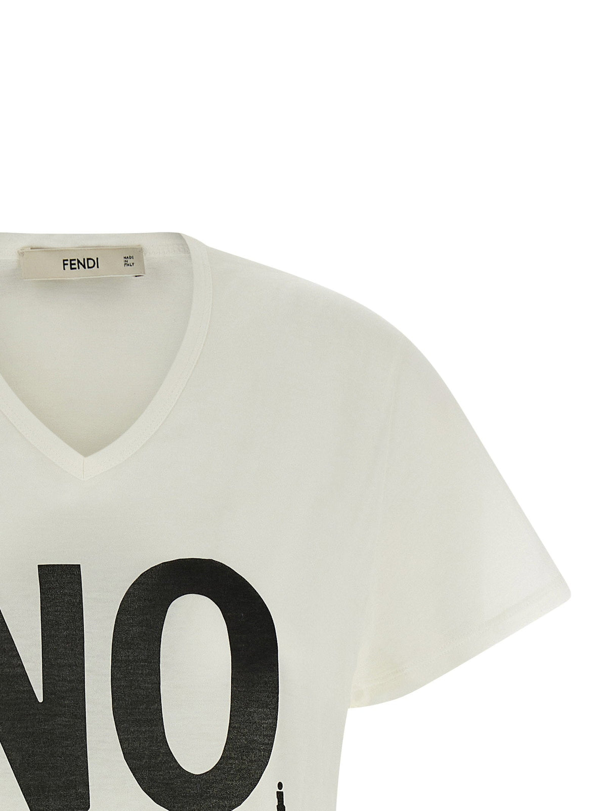 Fendi Logo-Print T-Shirt — Ivory