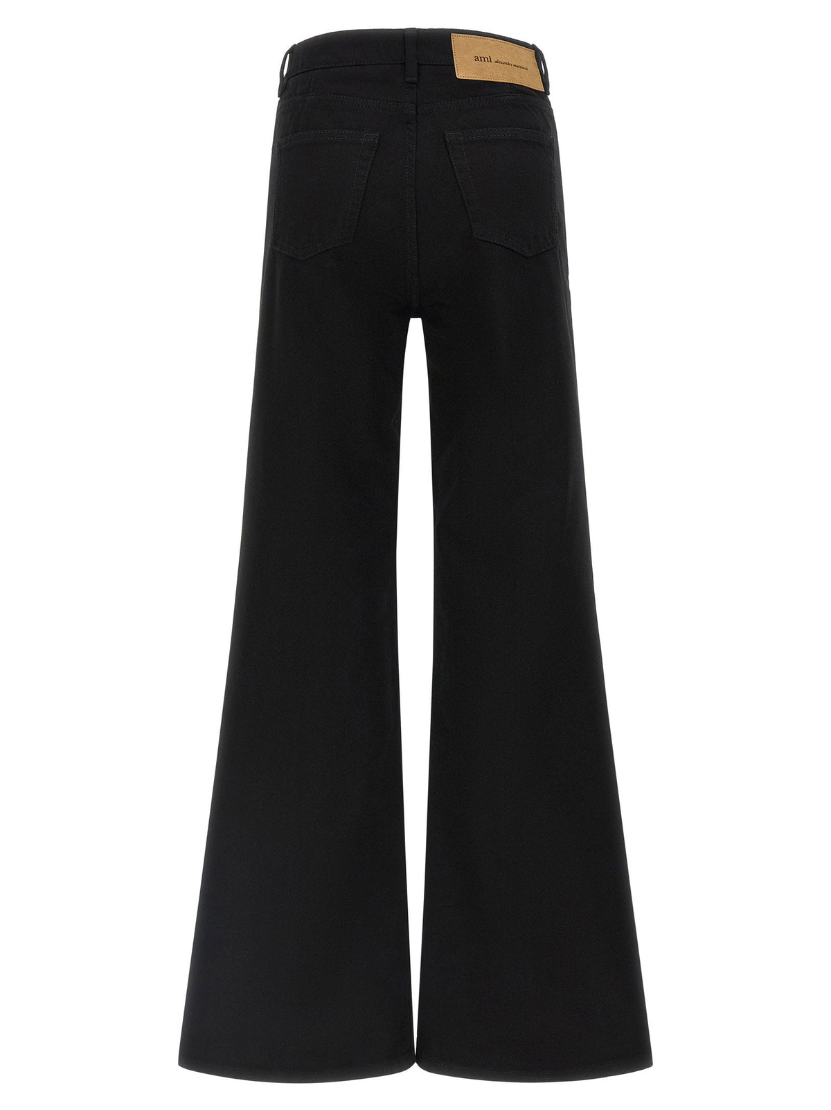 Ami Paris Flared-Leg Cotton Jeans — Black