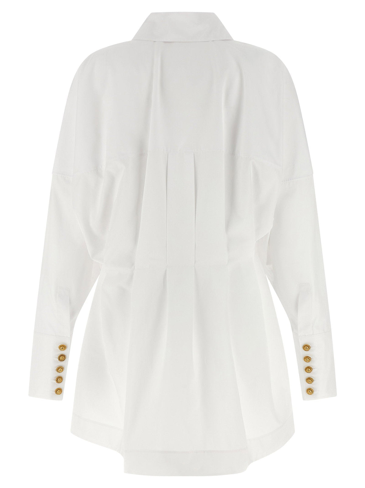 Balmain Cotton Poplin Chemisier Shirt Dress — White