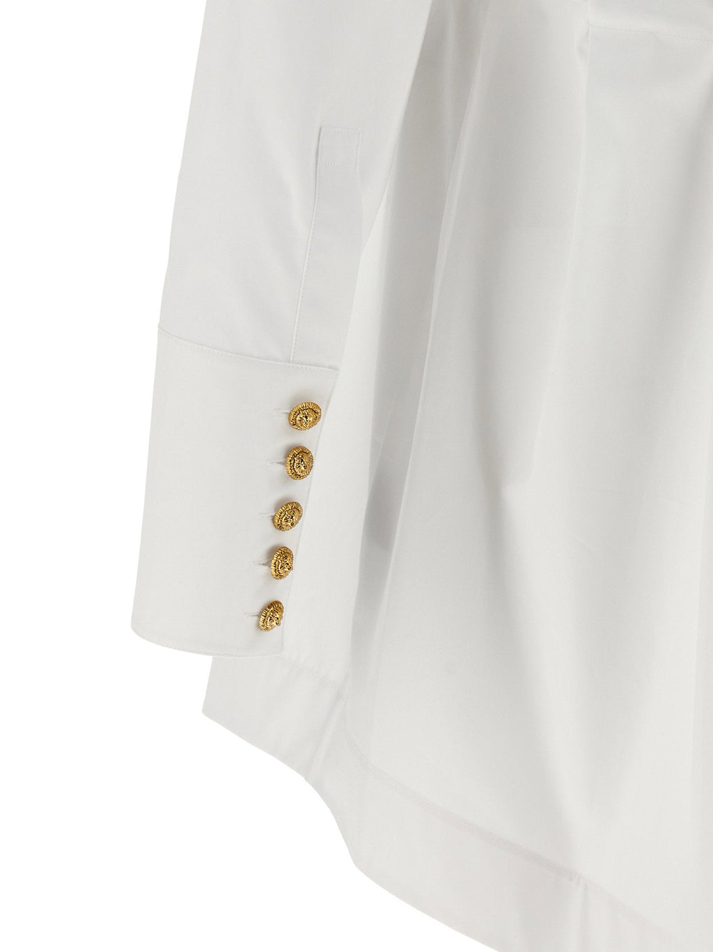 Balmain Cotton Poplin Chemisier Shirt Dress — White