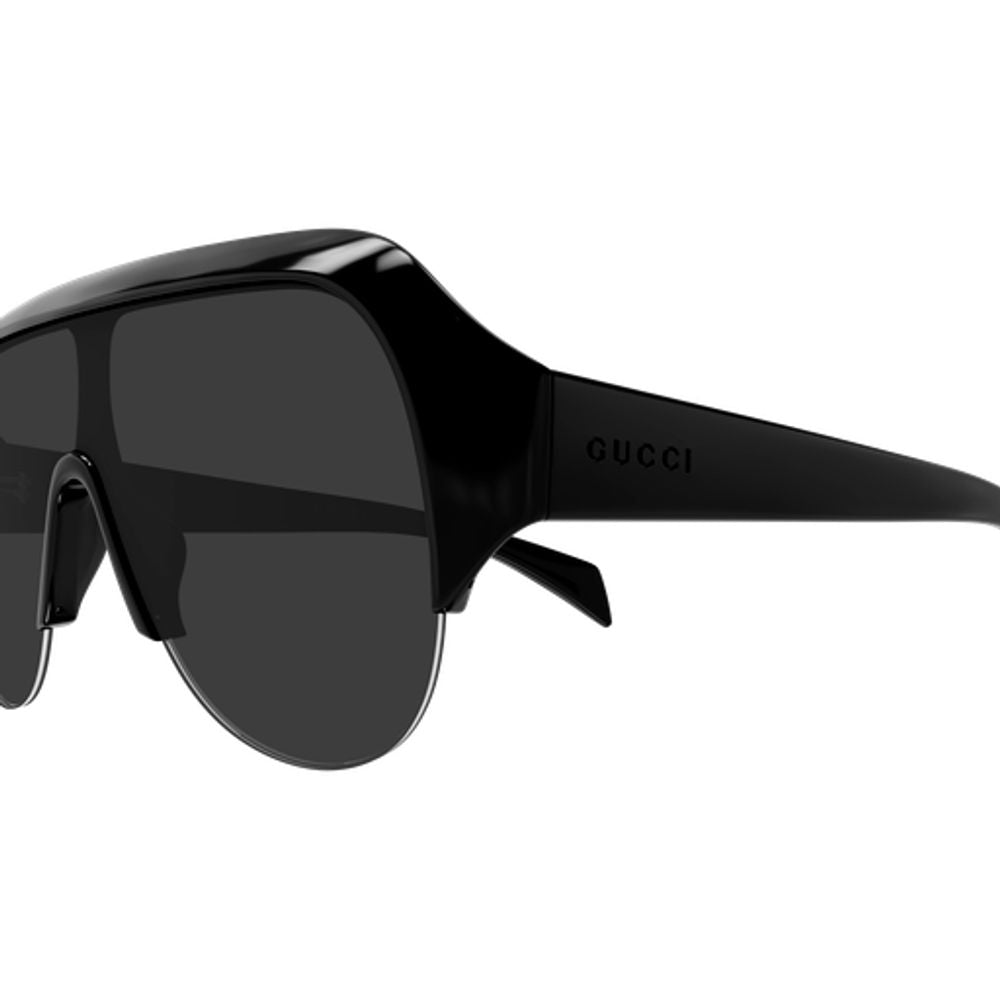 Gucci Eyewear GG2023S Geometric-Frame Logo-Embossed Sunglasses — Black