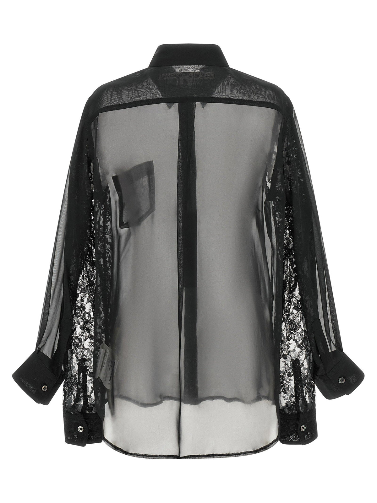 Comme Des Garcons Semi-Transparent Lace Double Sleeve Shirt — Black