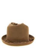 Yohji Yamamoto Wool Felt with Curled Crown Hat — Camel