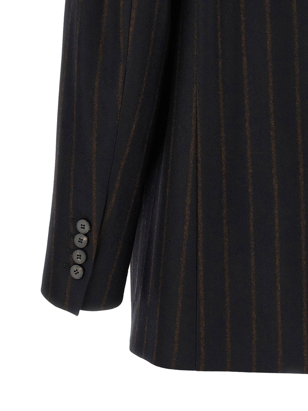 Alberto Biani Pinstripe Wool Flannel Blazer — Navy