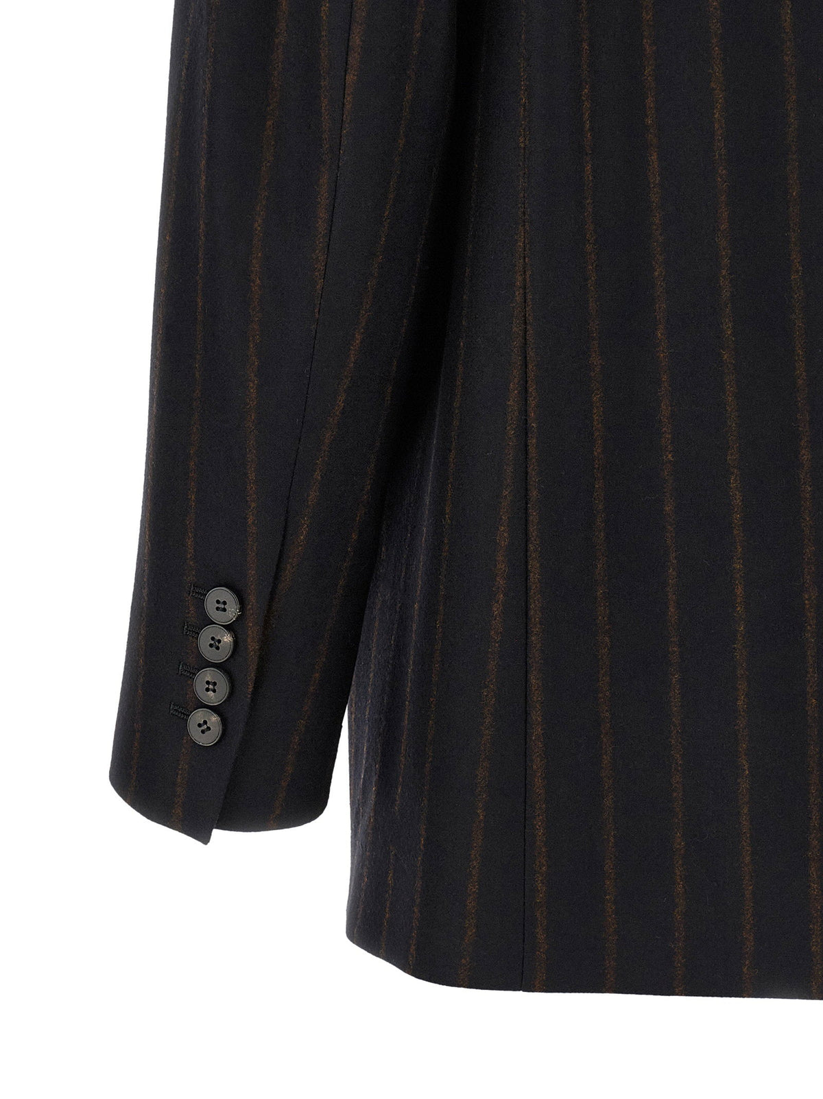 Alberto Biani Pinstripe Wool Flannel Blazer — Navy