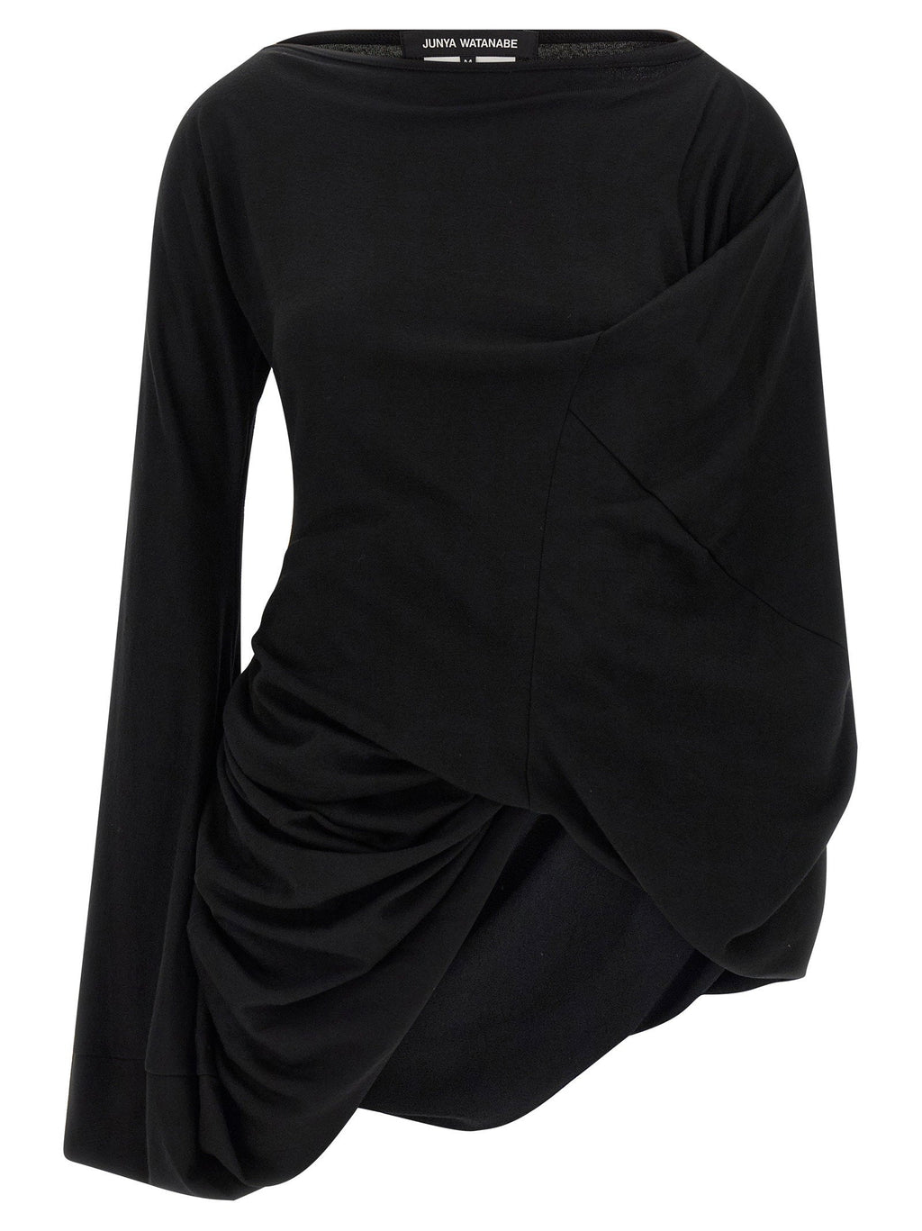 Junya Watanabe Asymmetrical Draped Wool Blouse — Black