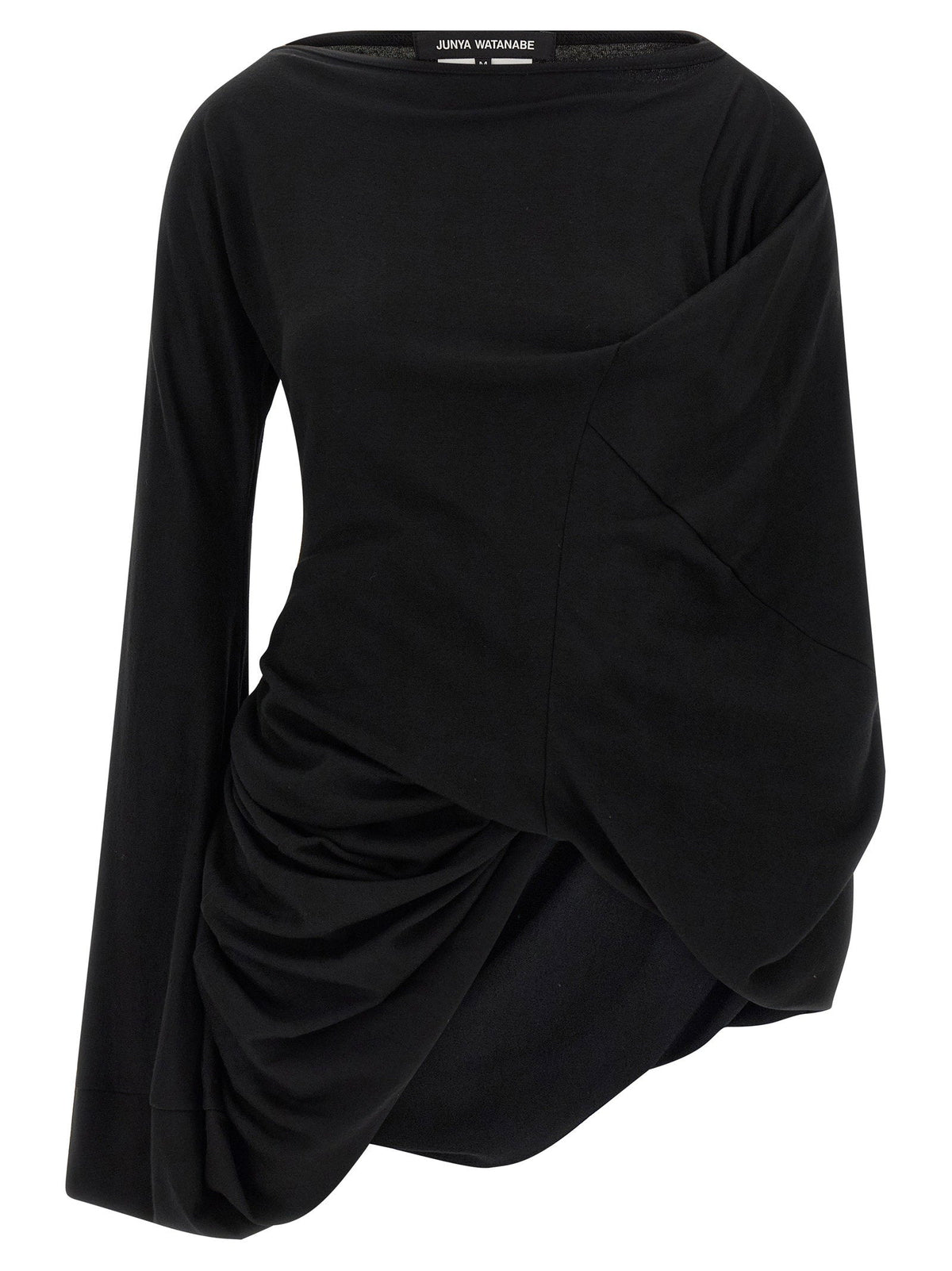 Junya Watanabe Asymmetrical Draped Wool Blouse — Black