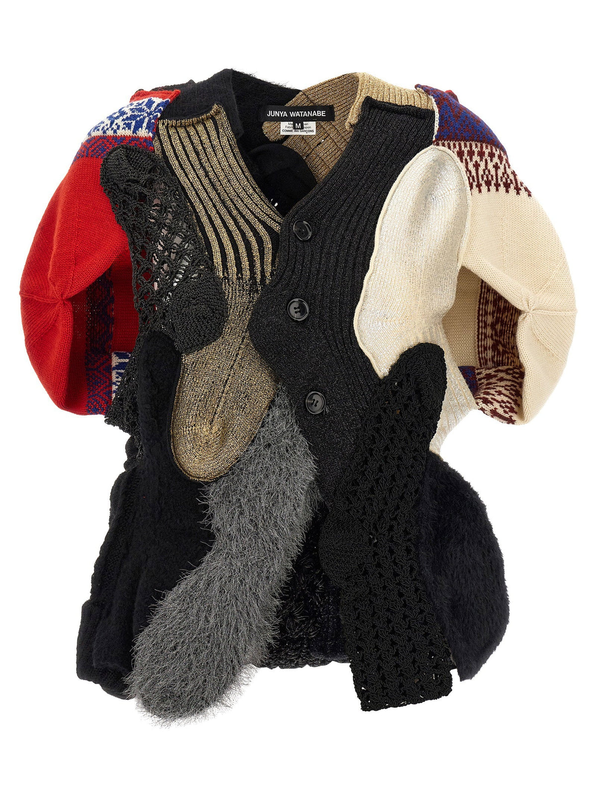 Junya Watanabe Patchwork Jacquard Cardigan — Black