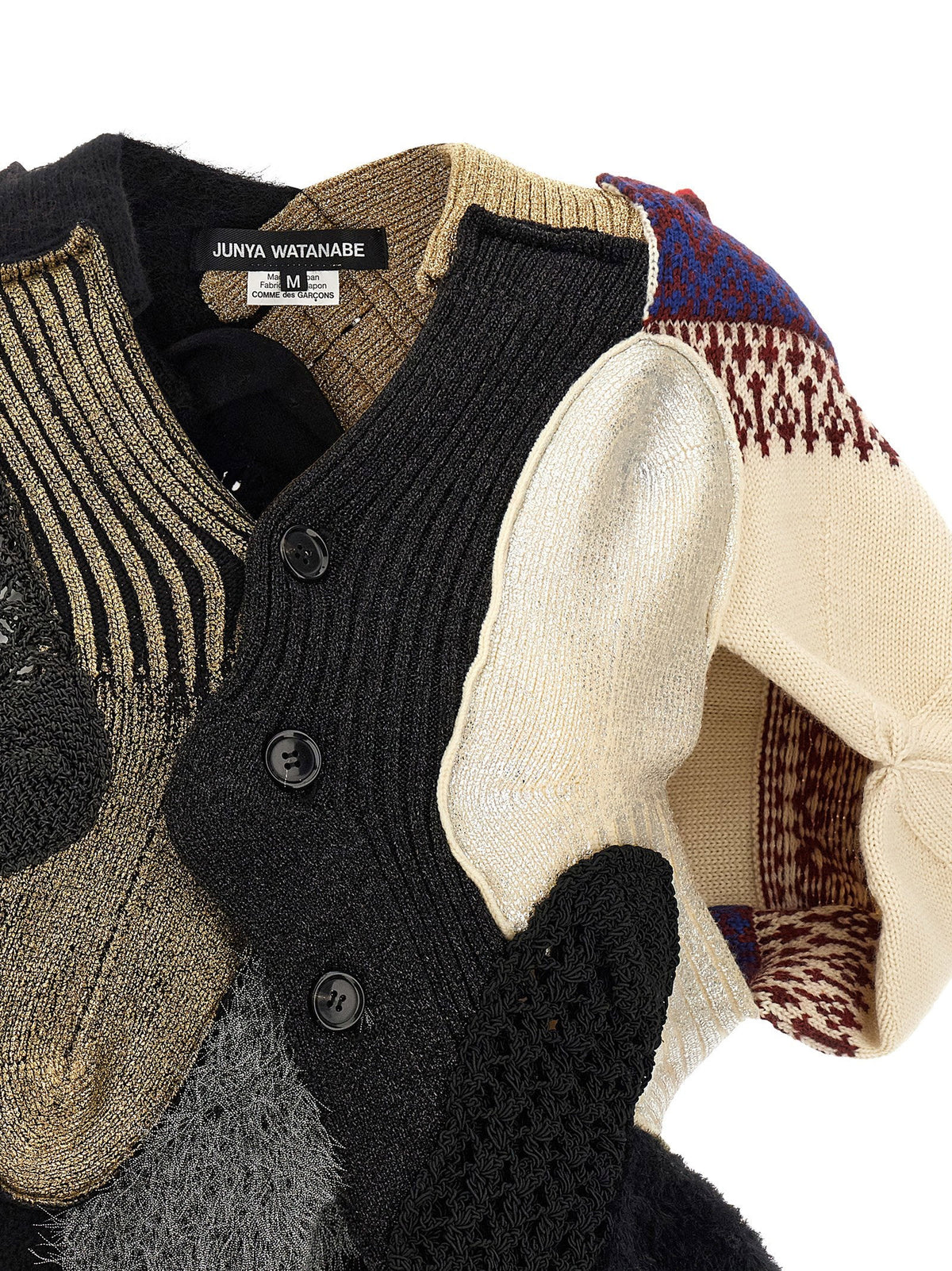 Junya Watanabe Patchwork Jacquard Cardigan — Black