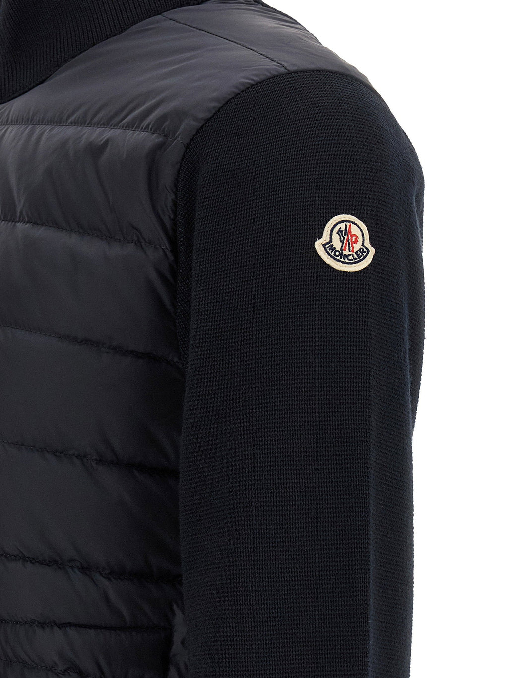 Moncler Quilted Hybrid Padded Cardigan — Black