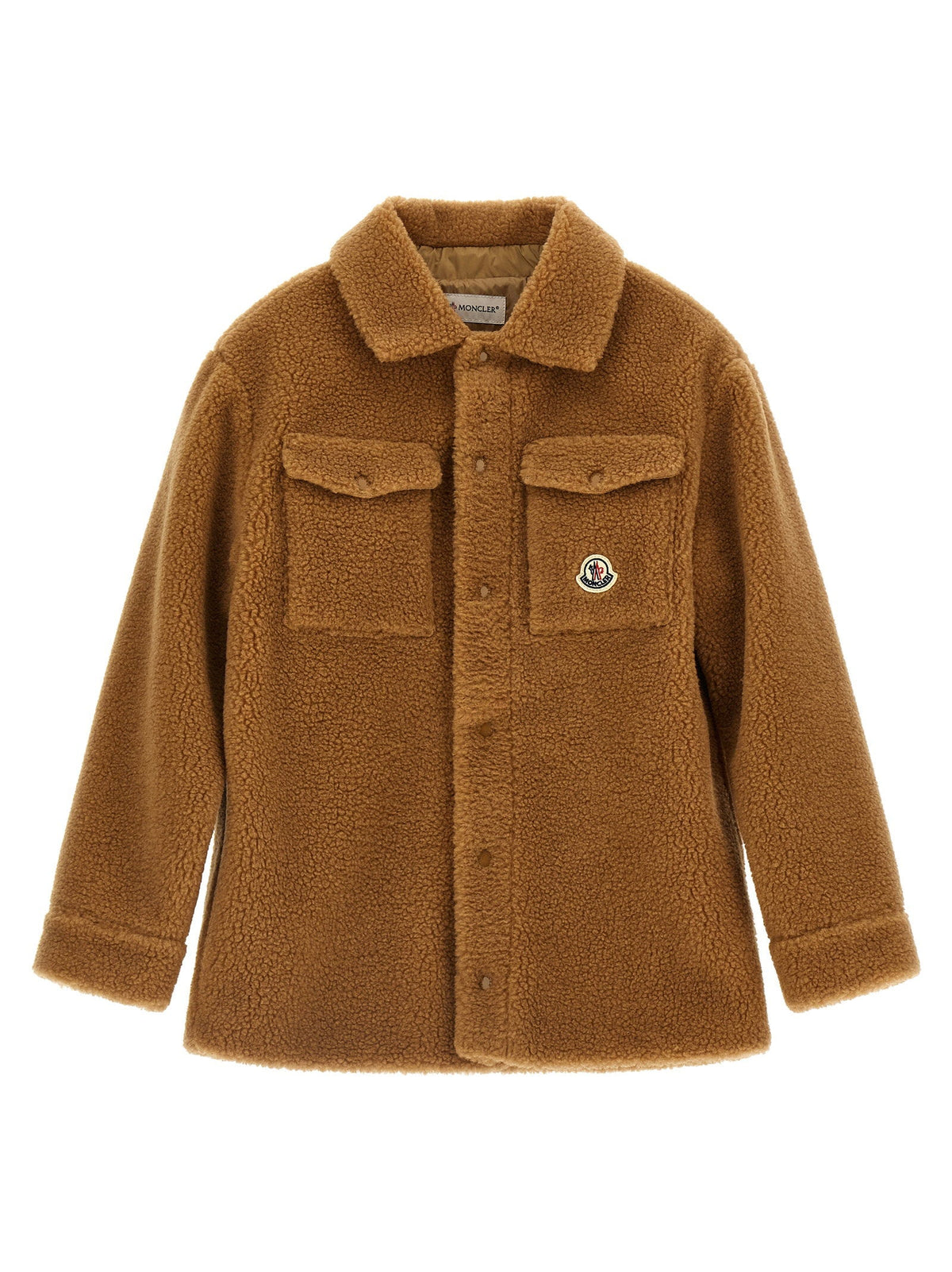 Moncler Enfant Teddy-Effect Fleece Shirt — Camel