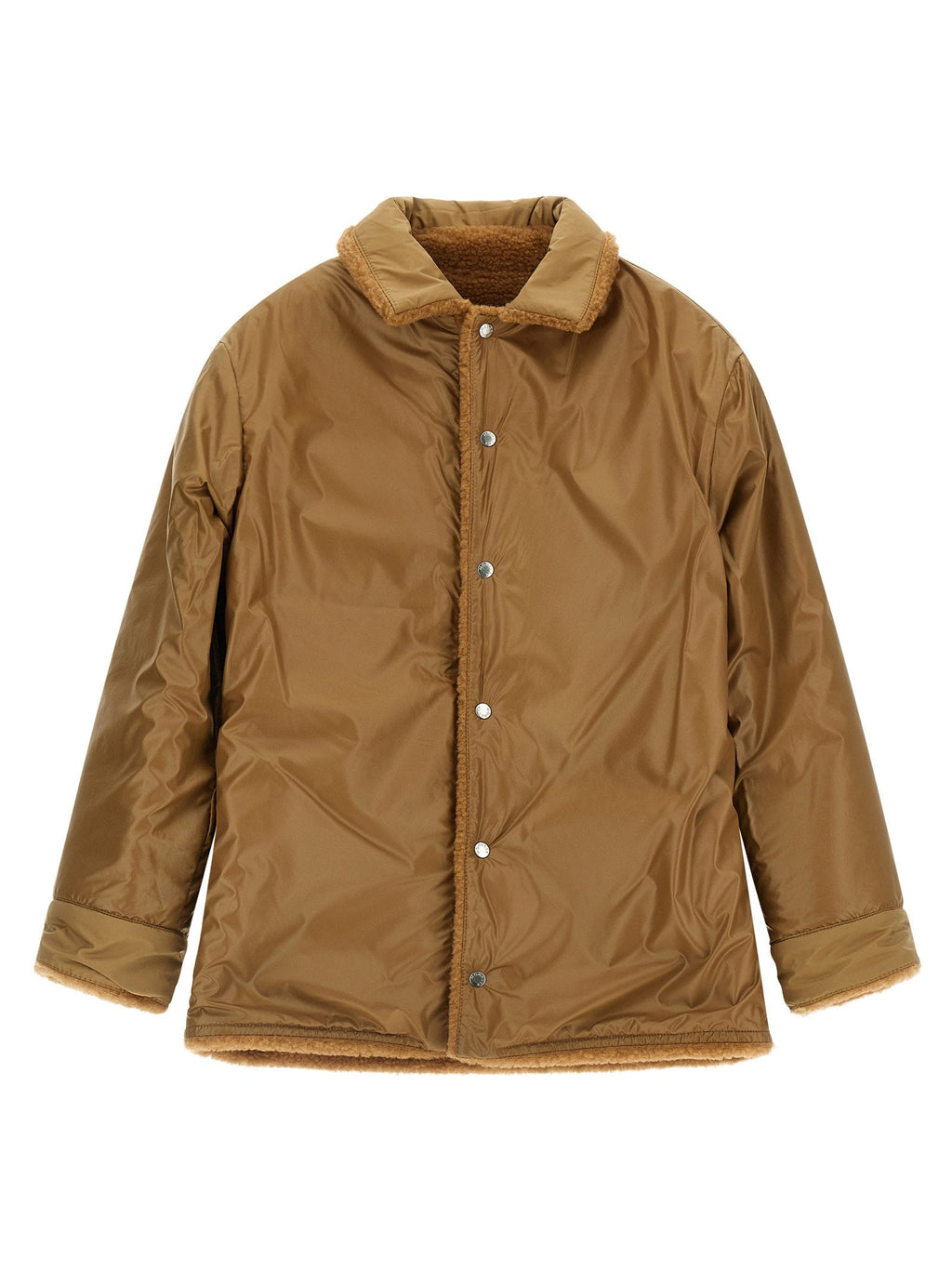 Moncler Enfant Teddy-Effect Fleece Shirt — Camel