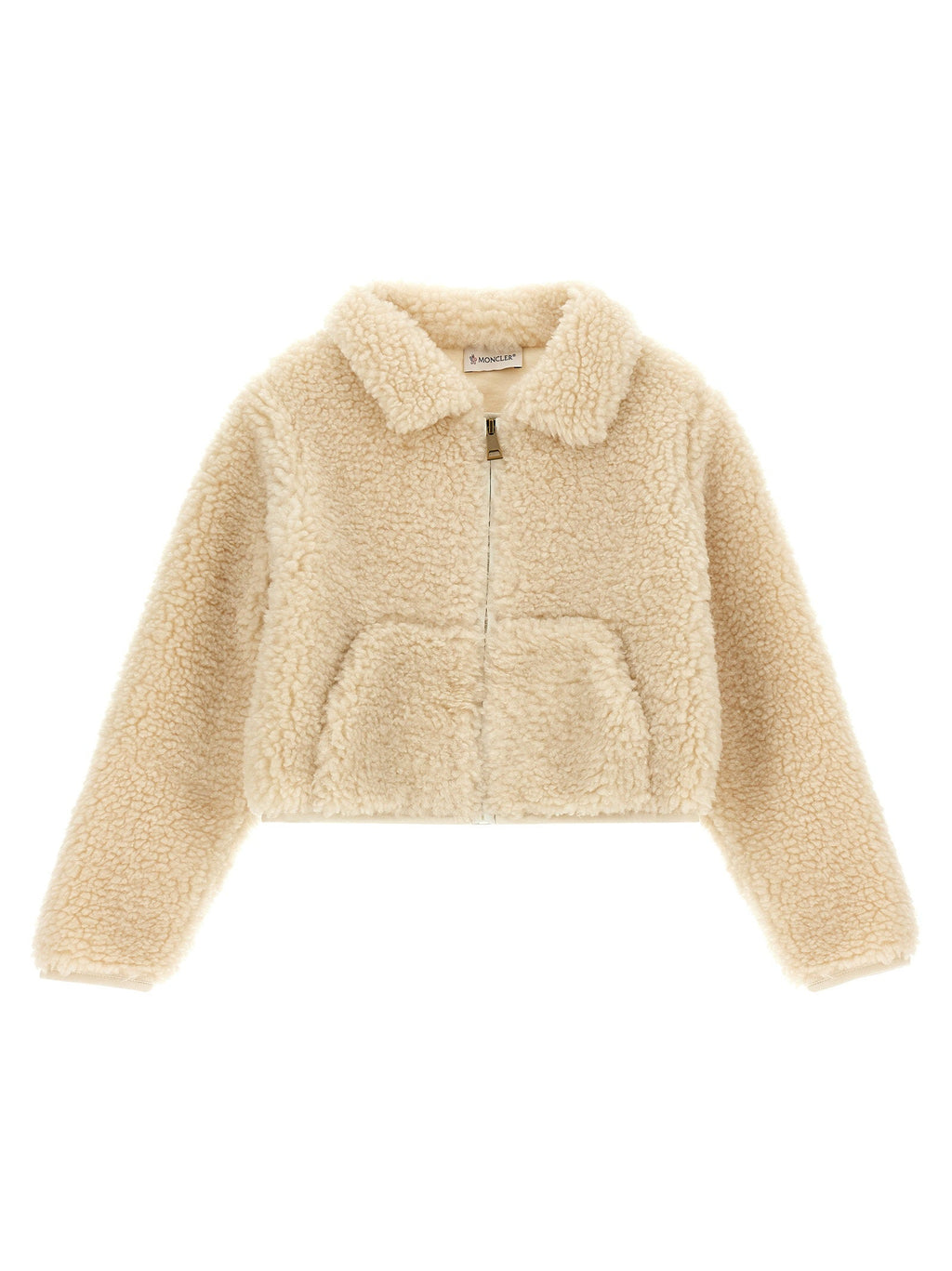 Moncler Enfant Teddy-Effect Fleece Sweatshirt — Ivory