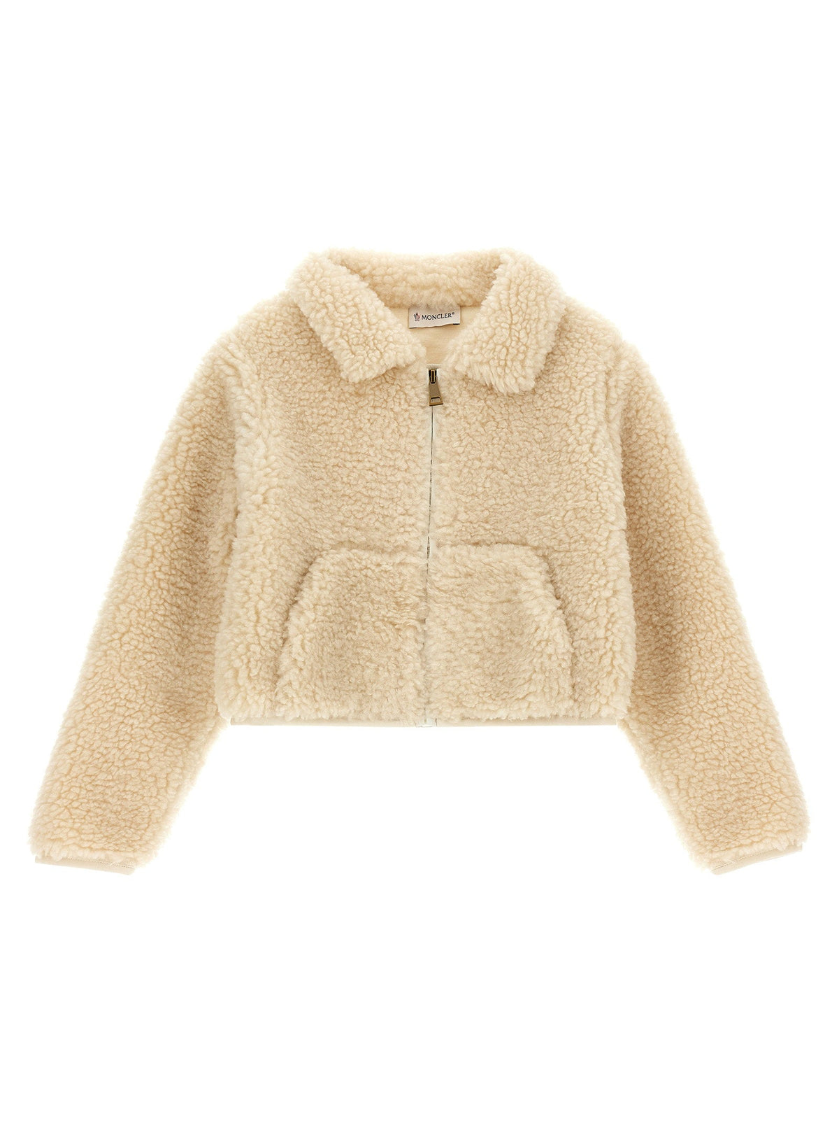 Moncler Enfant Teddy-Effect Fleece Sweatshirt — Ivory