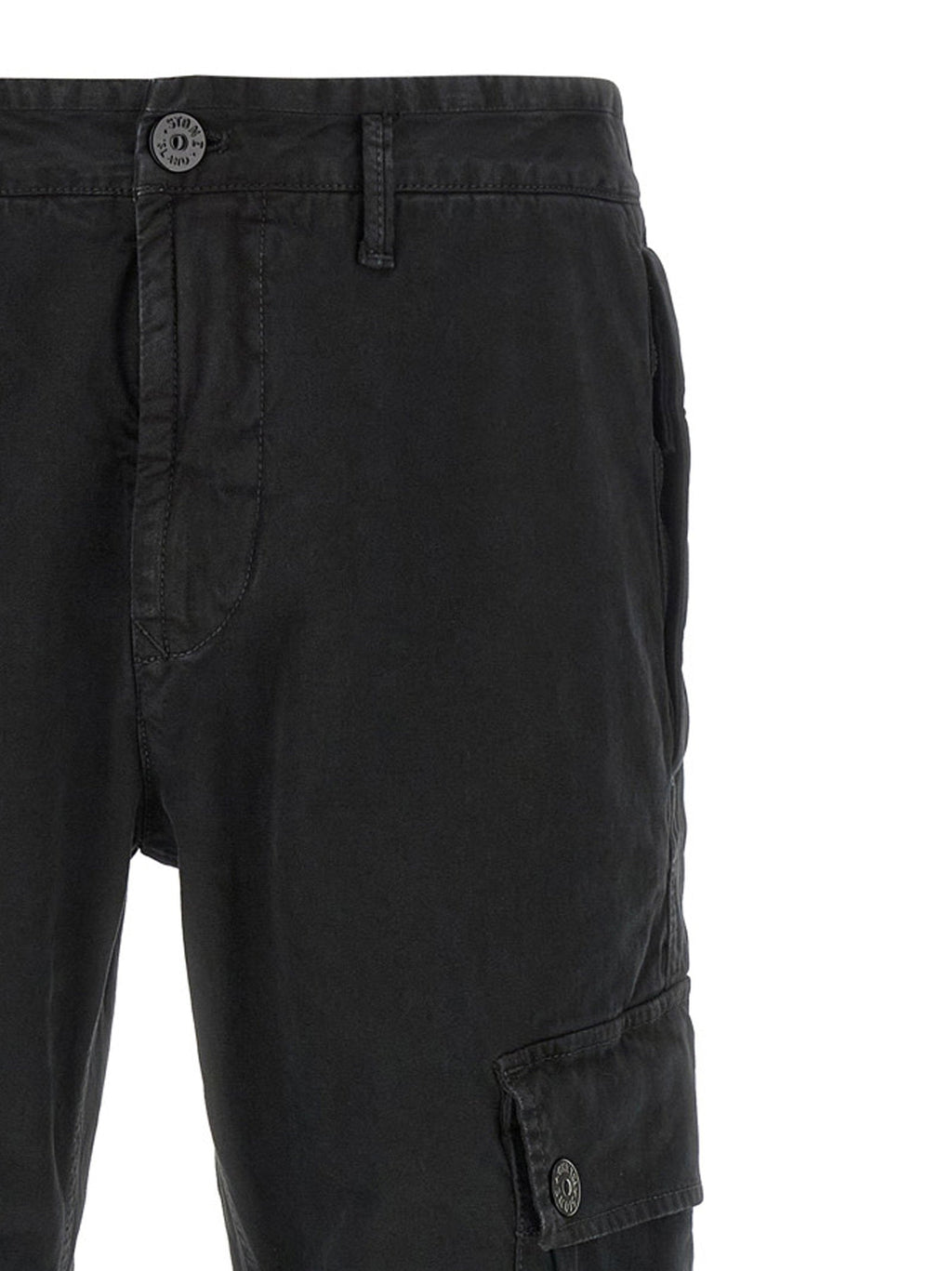 Stone Island Stretch Cotton Canvas Cargo Pants — Black