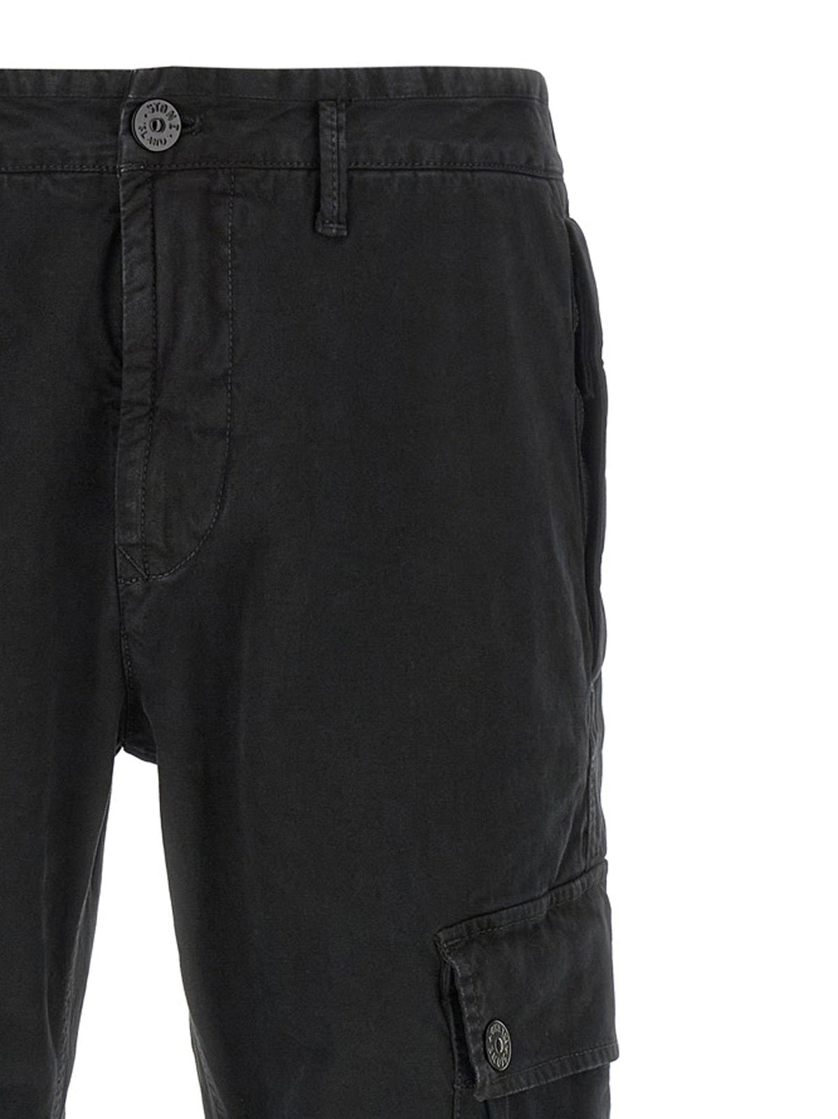 Stone Island Stretch Cotton Canvas Cargo Pants — Black