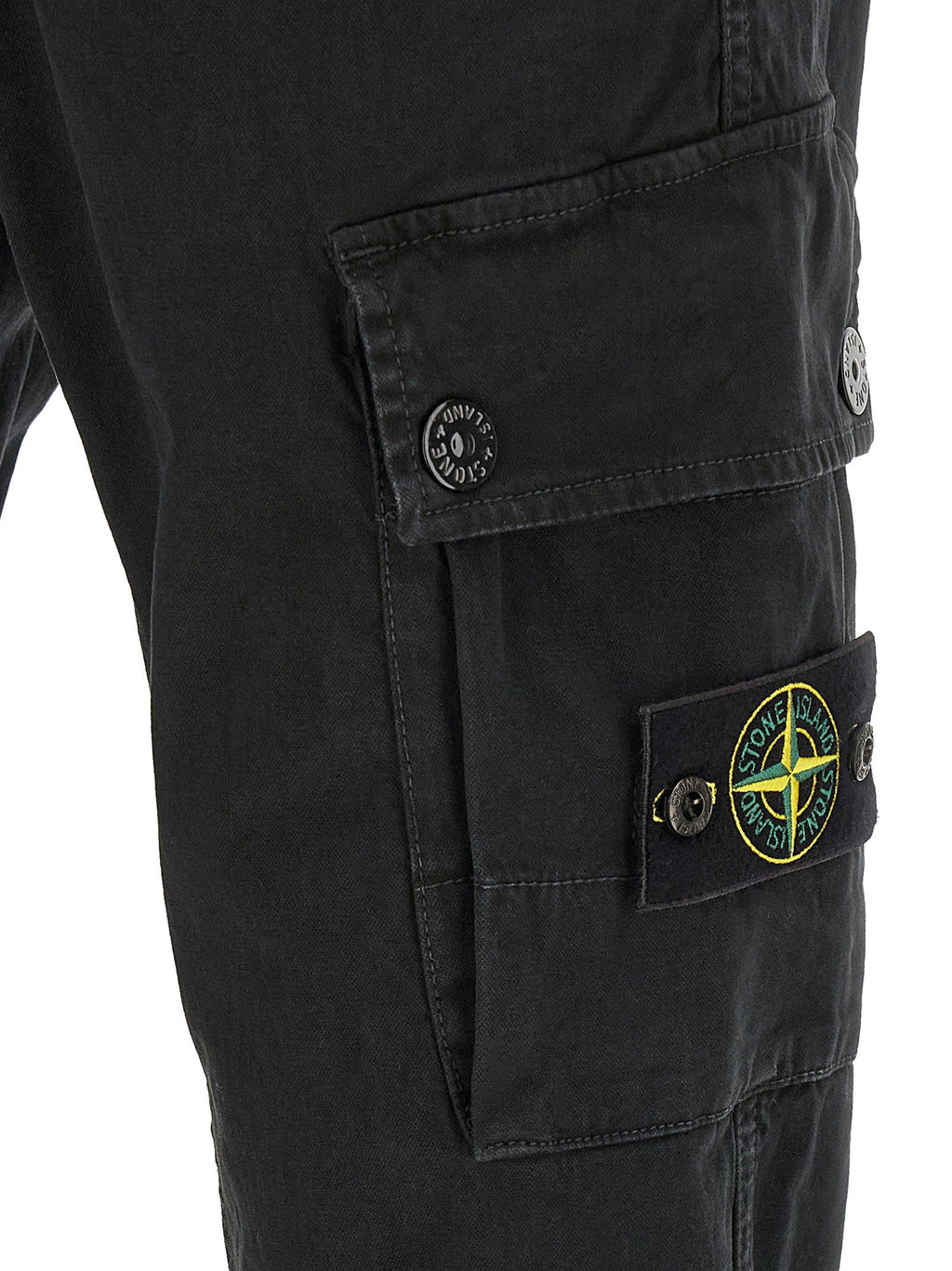 Stone Island Stretch Cotton Canvas Cargo Pants — Black