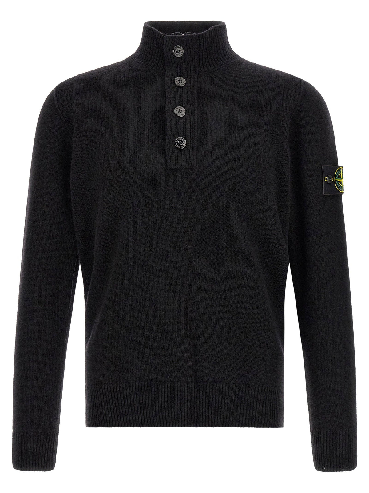 Stone Island Wool Half-Zip Sweater — Black