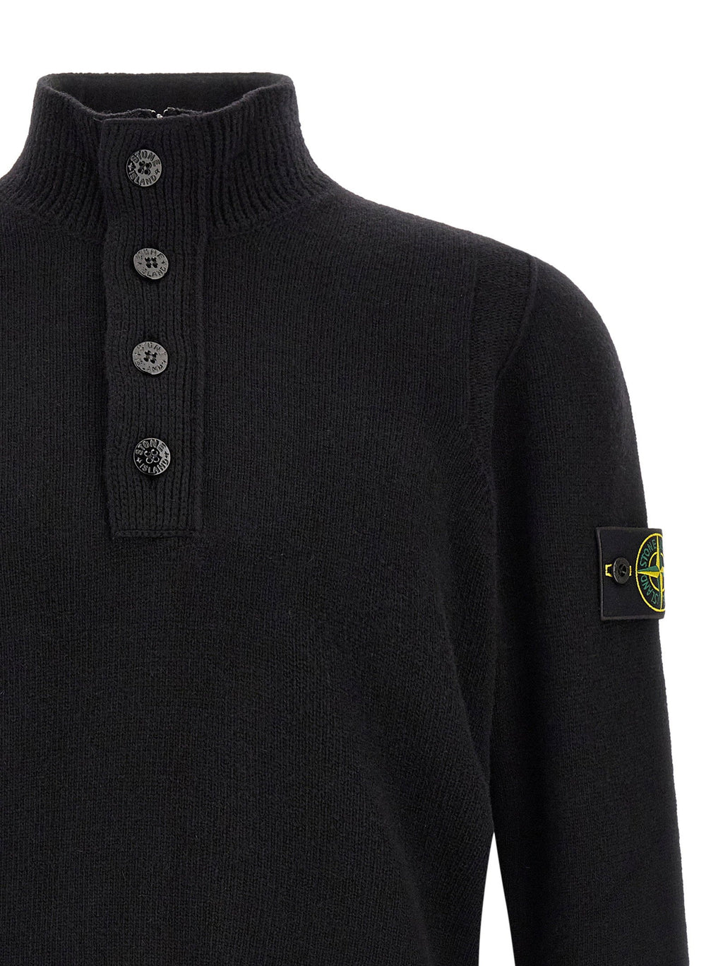 Stone Island Wool Half-Zip Sweater — Black