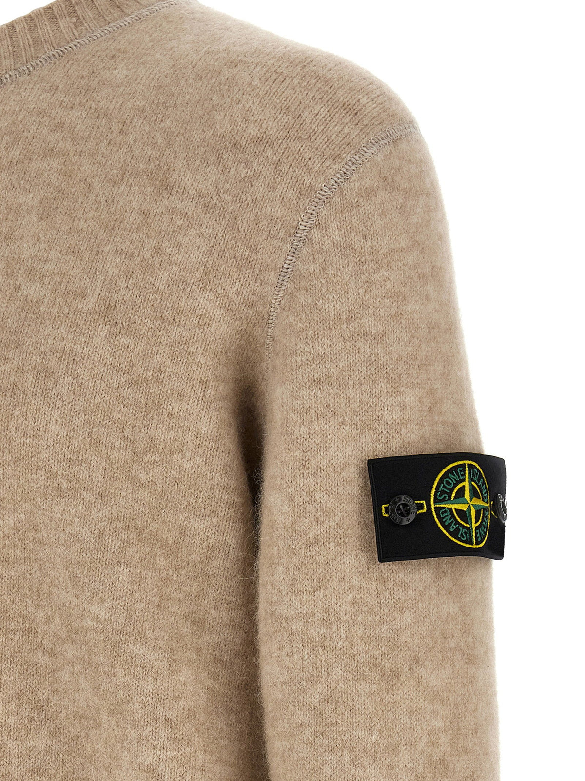 Stone Island Alpaca-Wool Blend Crew Neck Sweater — Beige