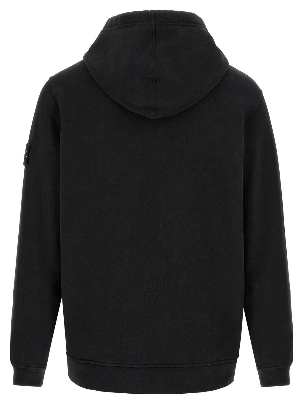 Stone Island Cotton with Removable Logo Badge Hoodie — Black