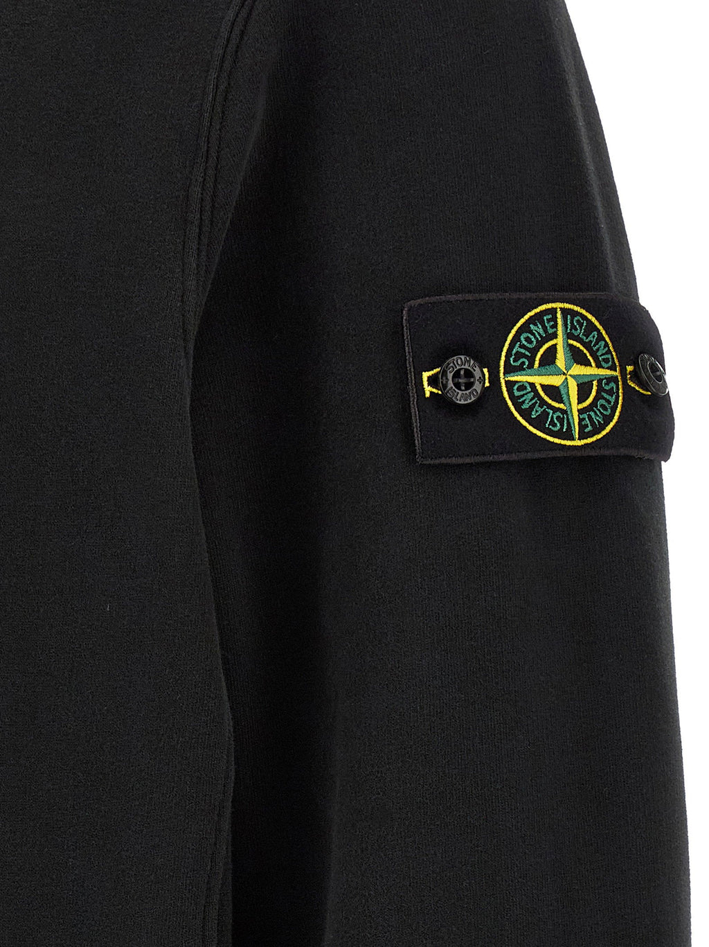 Stone Island Cotton with Removable Logo Badge Hoodie — Black
