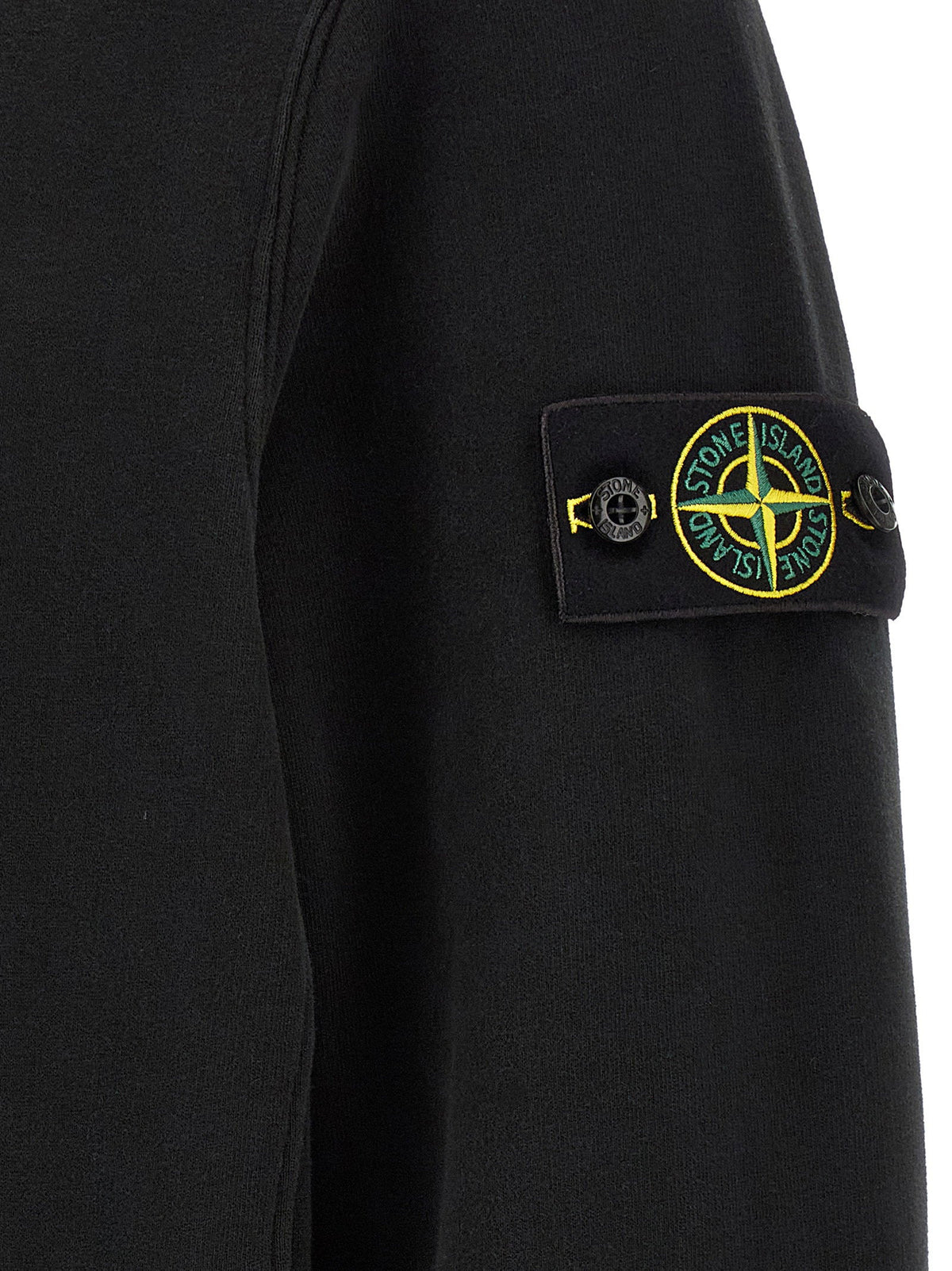 Stone Island Cotton with Removable Logo Badge Hoodie — Black