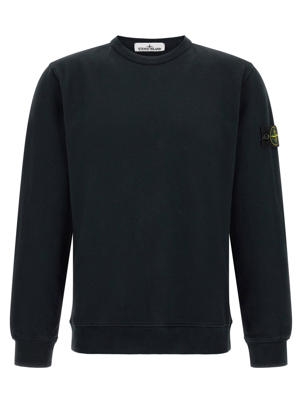 Stone Island Badge Logo Crew Neck Sweatshirt — Black