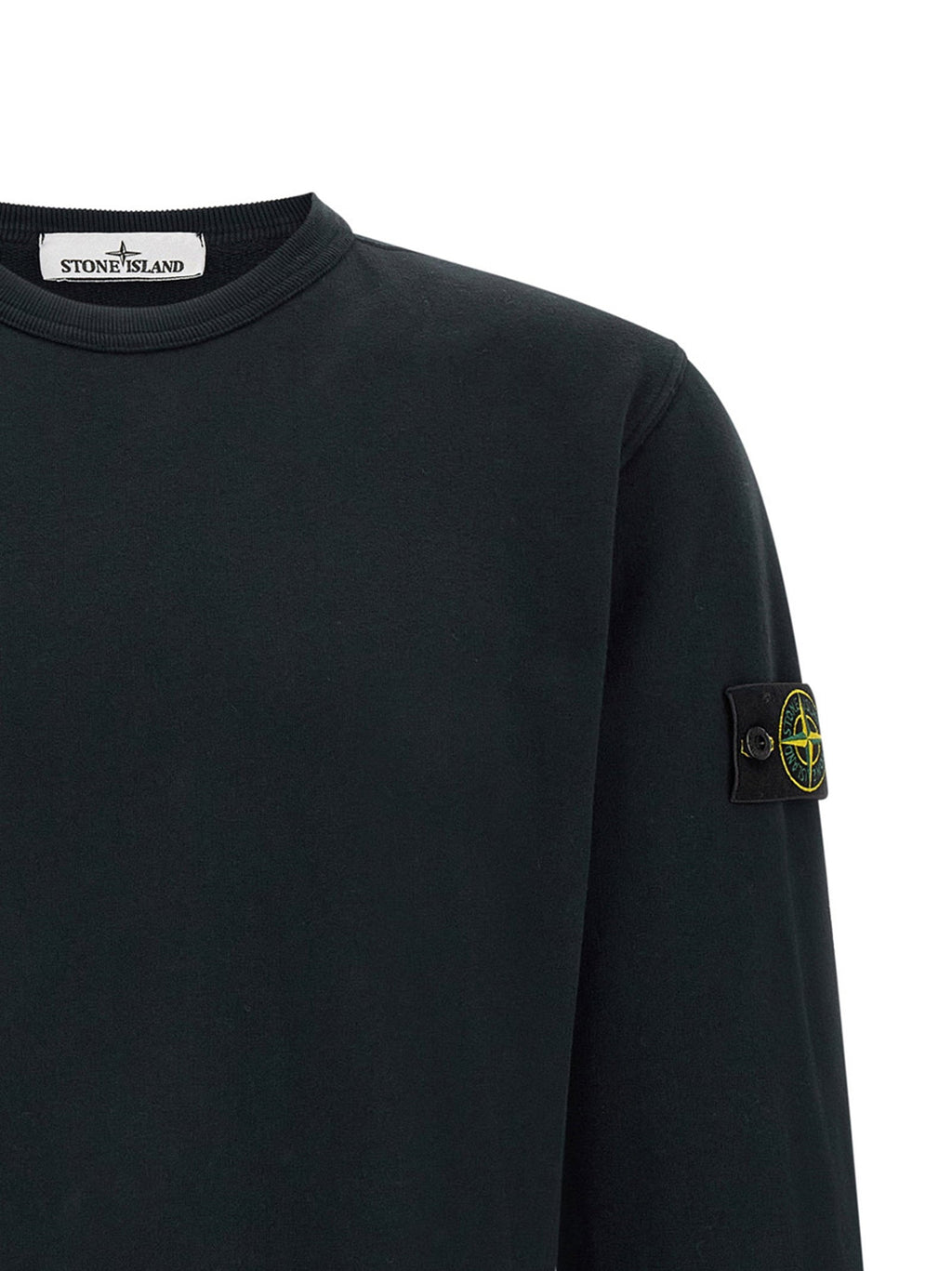 Stone Island Badge Logo Crew Neck Sweatshirt — Black