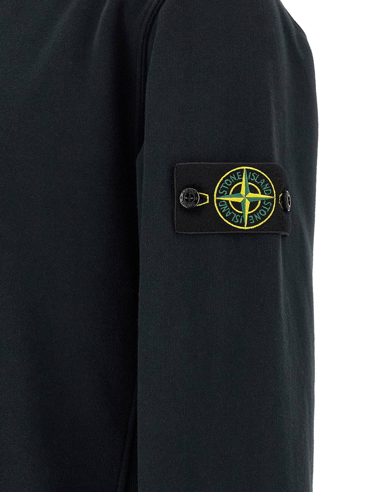 Stone Island Badge Logo Crew Neck Sweatshirt — Black