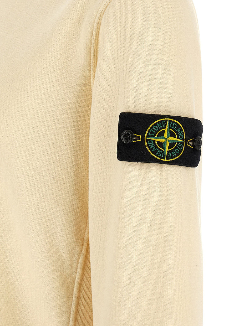 Stone Island Badge Logo Cotton Jersey Sweatshirt — Ivory