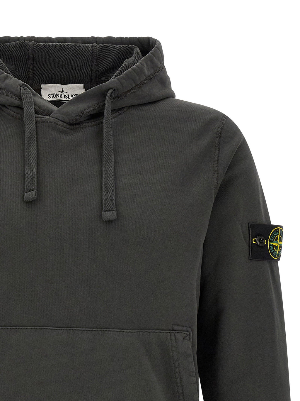 Stone Island Organic Cotton, Garment-Dyed Hoodie — Grey