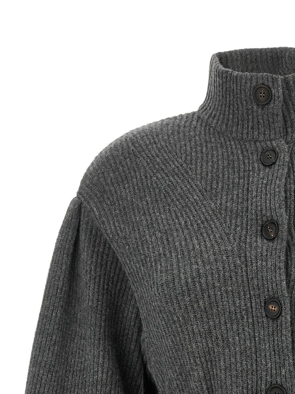 Brunello Cucinelli Ribbed Knit Chevron Cardigan — Gray